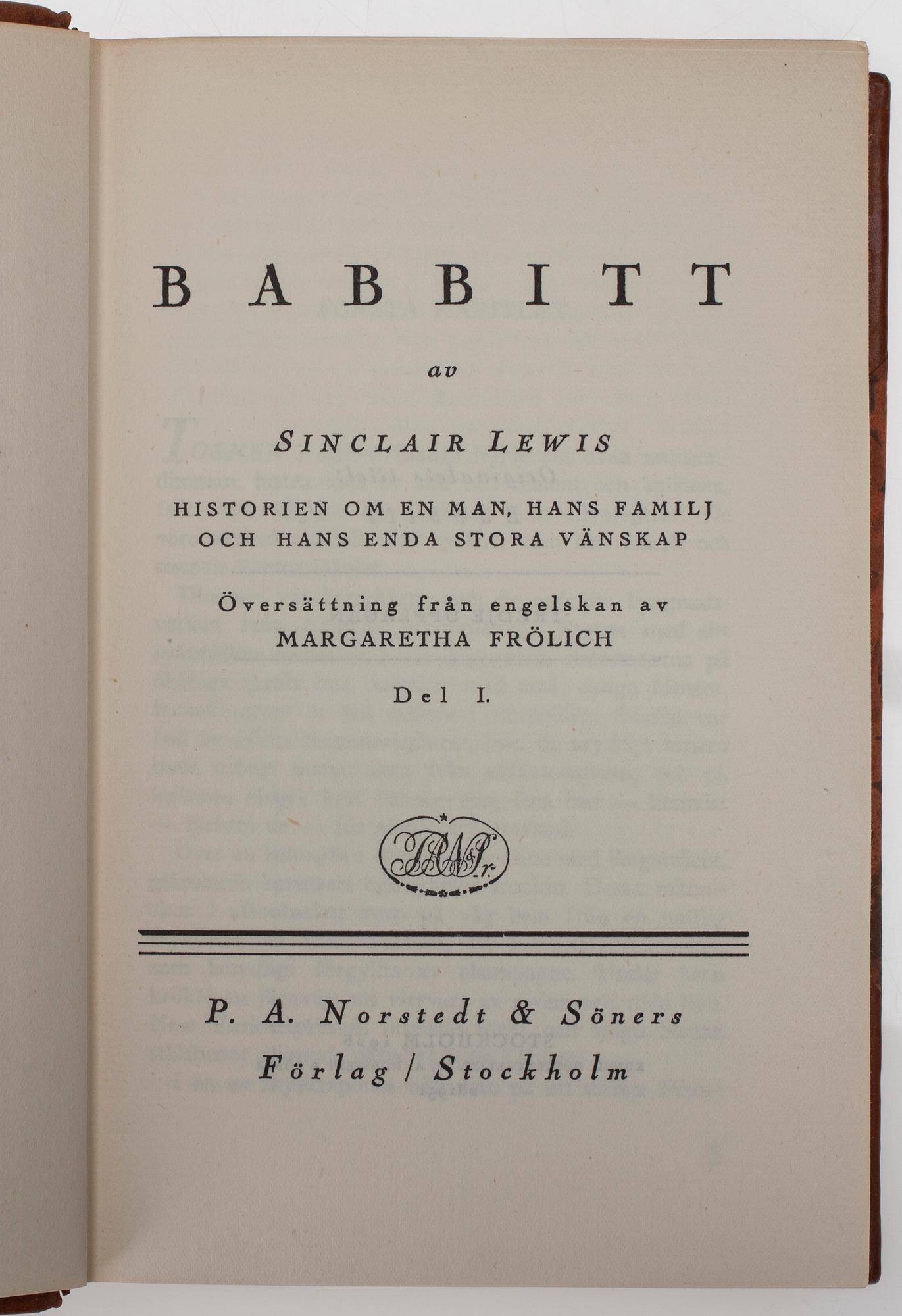 BÖCKER, 11 st, Sinclair Lewis, P.A Norstedt & Söner Förlag, Stockholm 1925-1930.