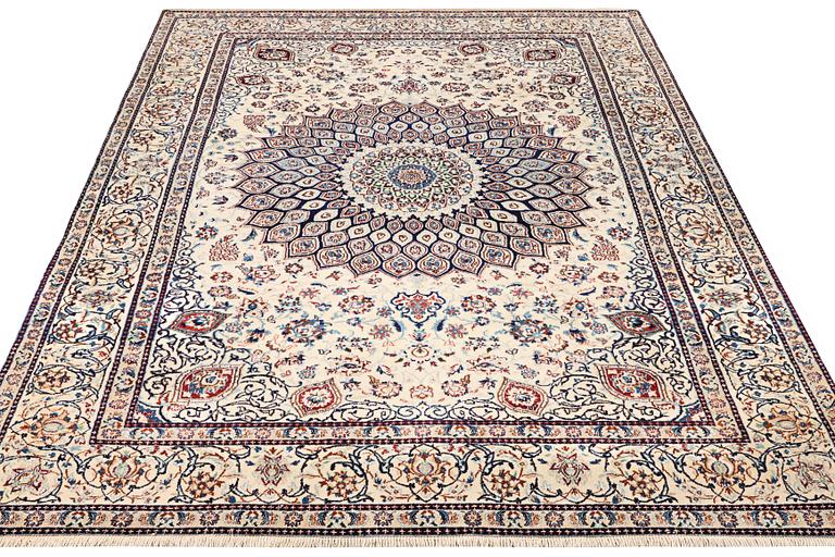 A part silk Nain carpet, 9LA, a. 344 x 245 cm.