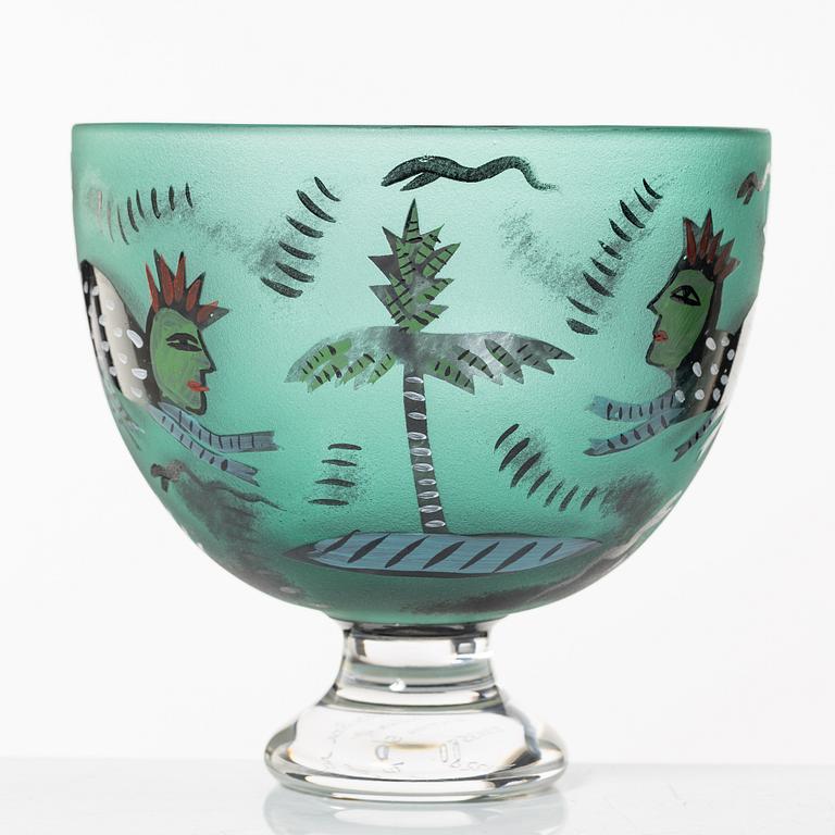 Ulrica Hydman-Vallien, skål på fot, juvelglas, Kosta Boda.