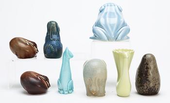 A set of eight Gunnar Nylund stoneware figures of various animals, Rörstrand.