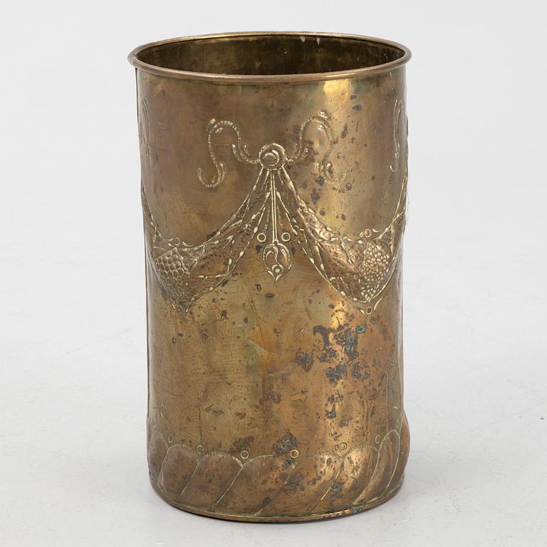 A brass umbrella stand, first half of the 20th century.