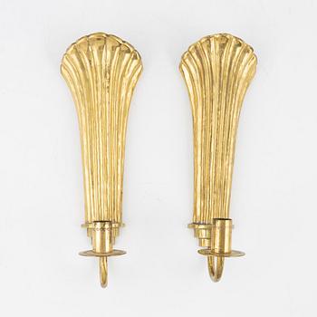Lars Holmström, a pair of brass wall sconces, Firma Lars Holmström, Arvika.