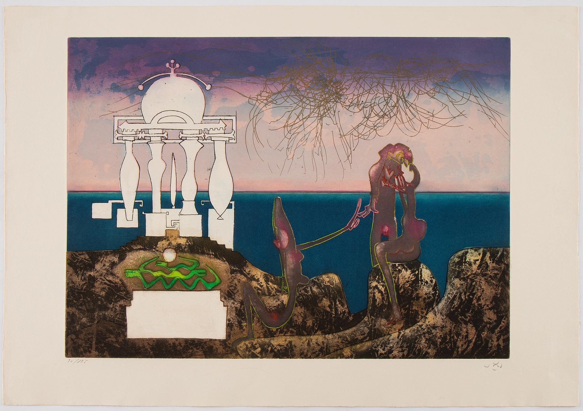 Roberto Matta, mapp med 10 st färgakvatinter, 1975, signerade med blyerts 30/125.