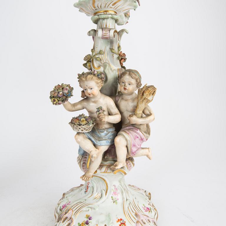 A pair of Meissen porcelain Candelabras early 1900s.