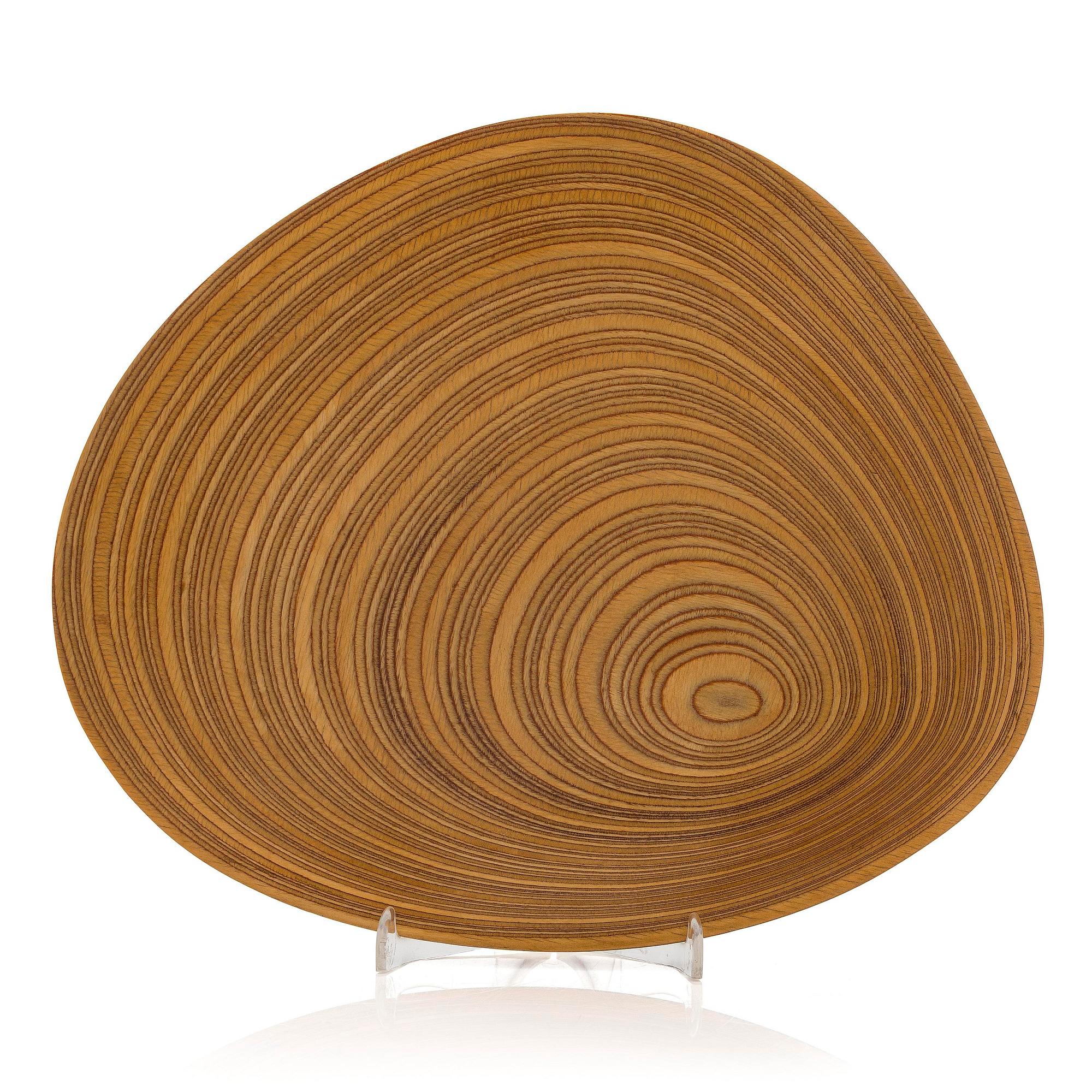 Tapio Wirkkala, a plywood dish, signed TW.