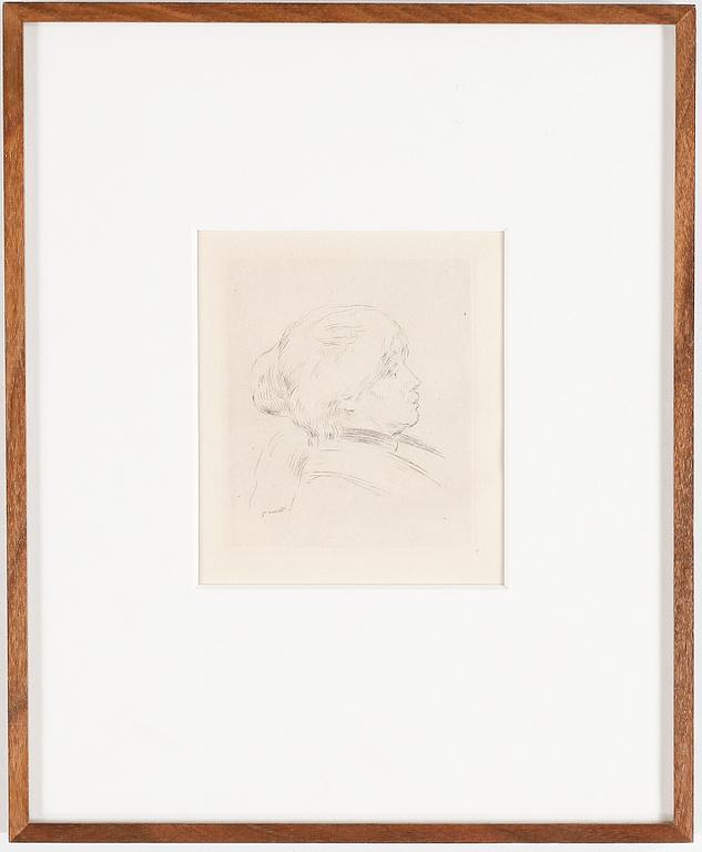 PIERRE-AUGUSTE RENOIR, etsning, motiv från 1892, tryckt ca 1923, signerad i plåten.