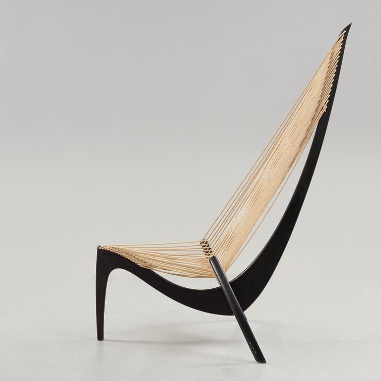 A Jørgen Høvelskov black lacquered 'Harp' chair, Christensen & Larsen, Denmark post 1968.