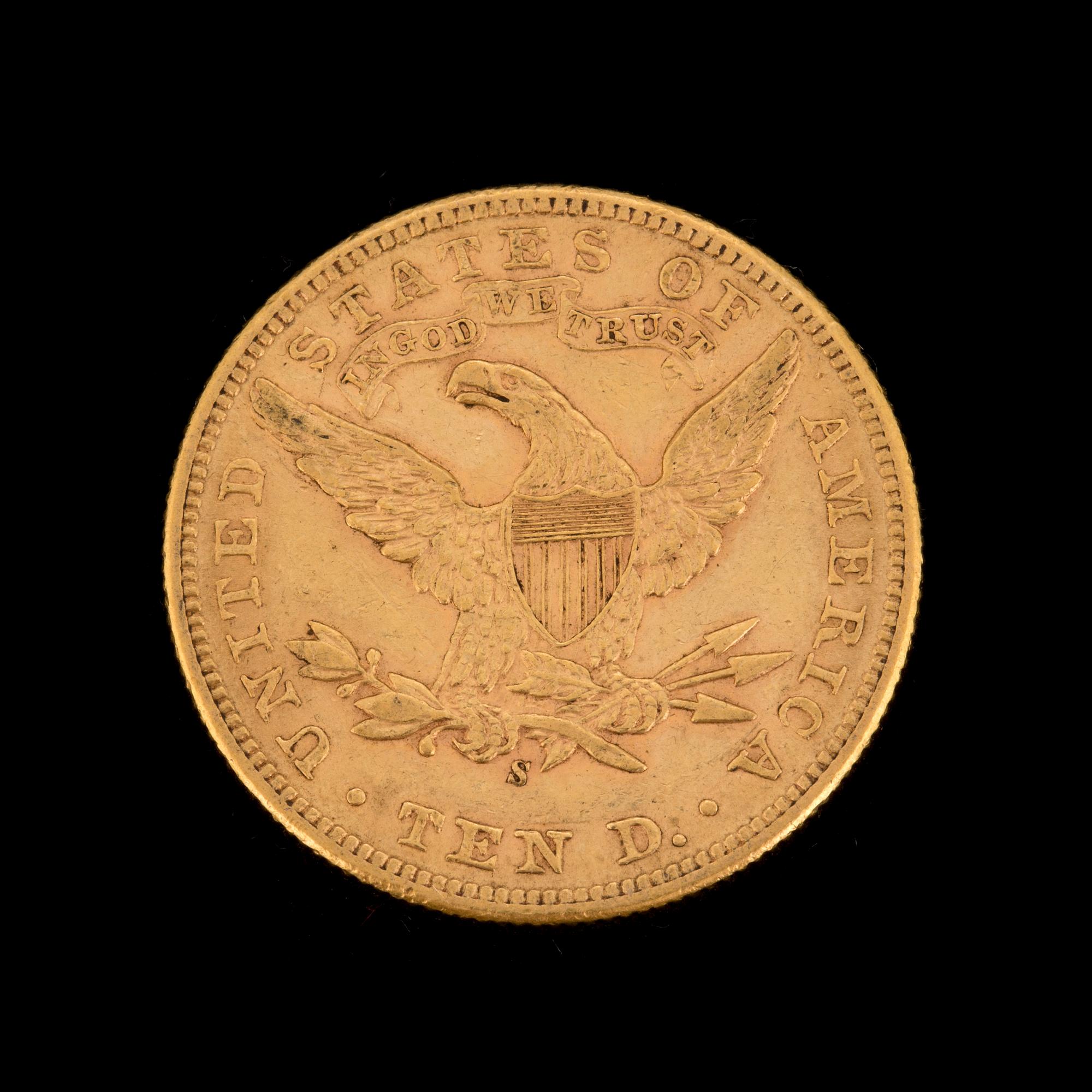GULDMYNT, fine gold, 10 dollars, Liberty, USA. 1898. Vikt ca 17 gram.