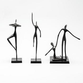 Three patinated bronze sculptures designed by Bodrul Khalique.