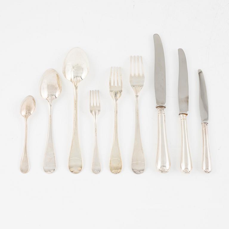 An 107-piece Swedish silver cutlery, model 'Svensk rund', mark of GAB, Stockholm, including 1950.