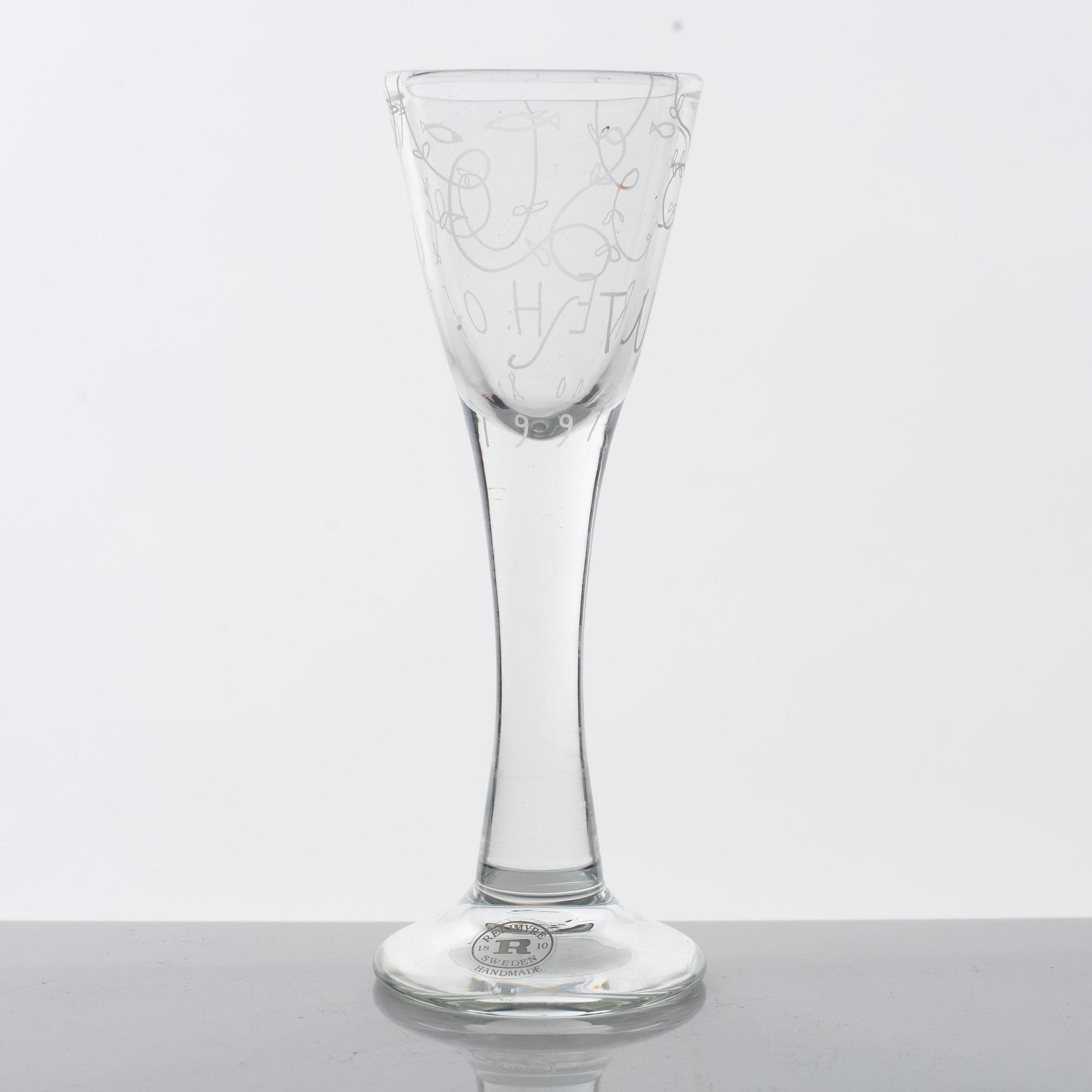 Jonas Bohlin, snapsglas, ett par, "Ett glas", Reijmyre, 1997.