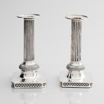 Pehr Zethelius, ljusstakar, ett par, silver, Stockholm 1794. Gustavianska.