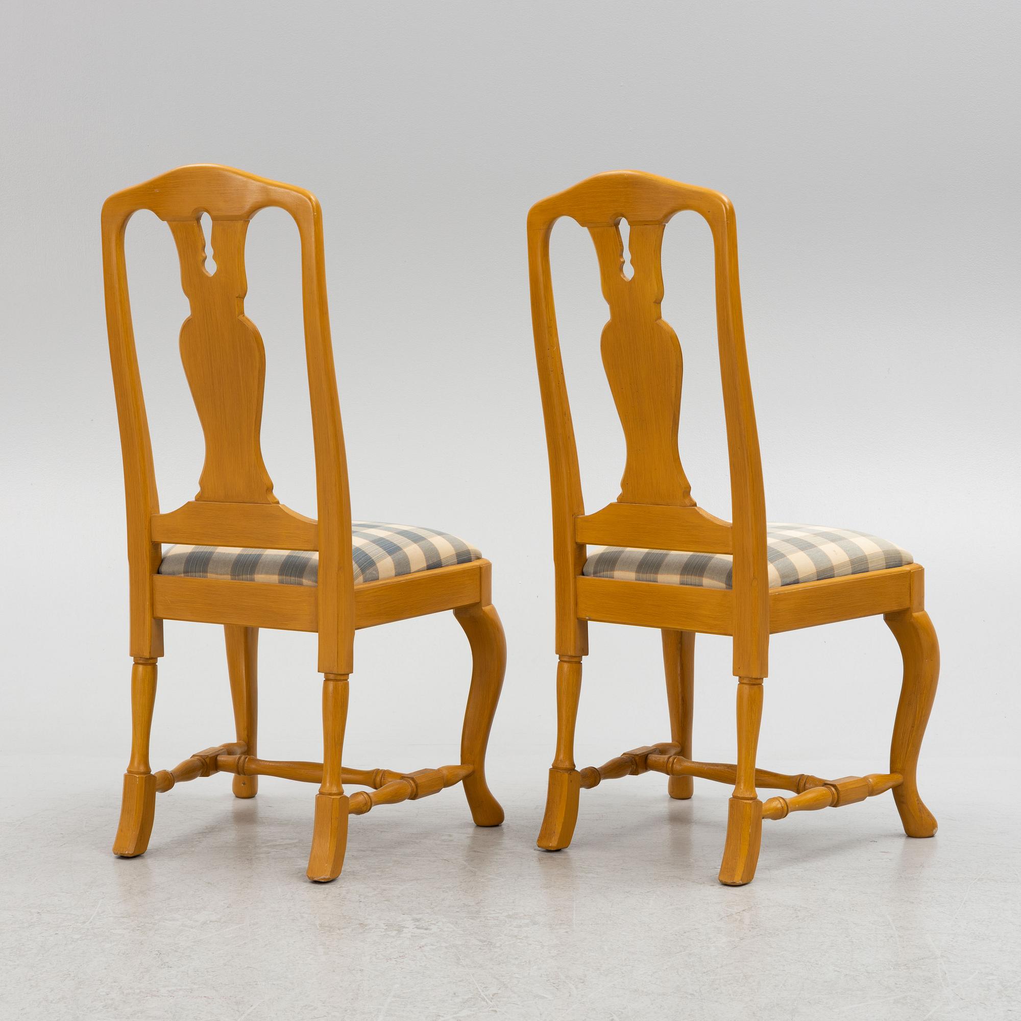 Six rococo style chairs, late 20th century.