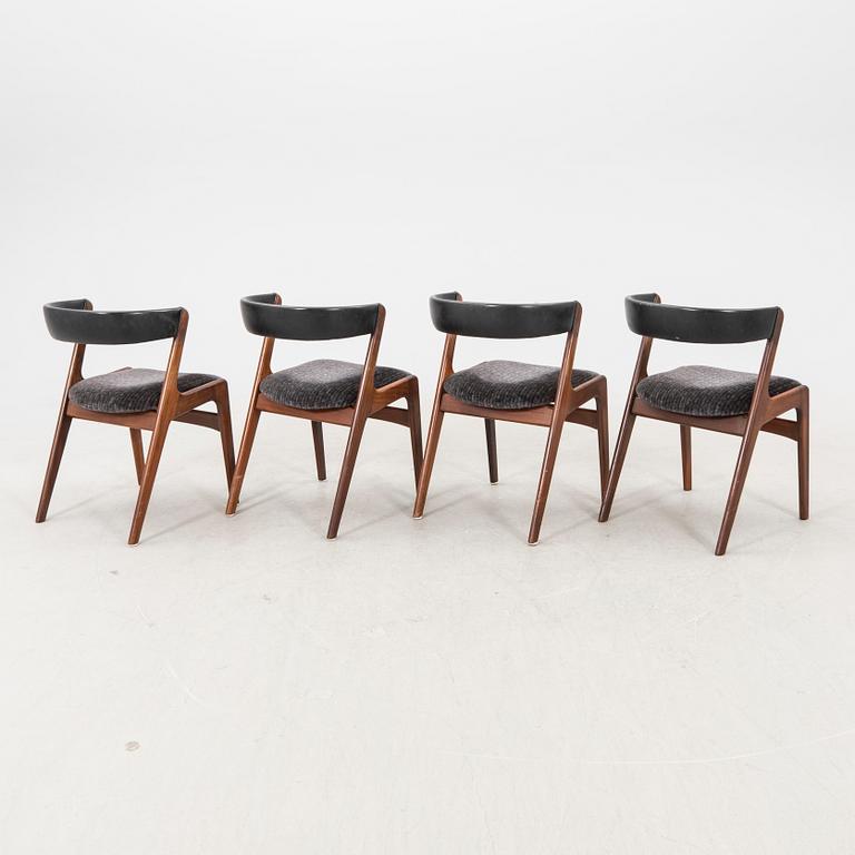 Kai Kristiansen, a set of four walnut chairs mid 1900s.