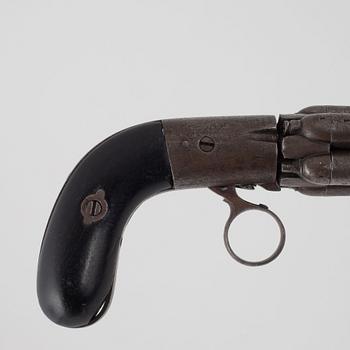 Slaglåsrevolver, sk 'Pepperbox', 1800-talets mitt.