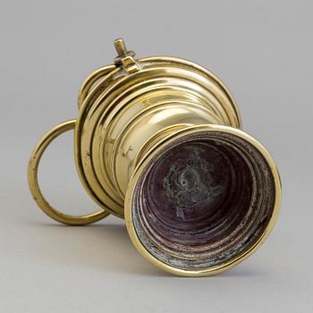 A BRASS HOLY WATER BOWL, 18th century or older.