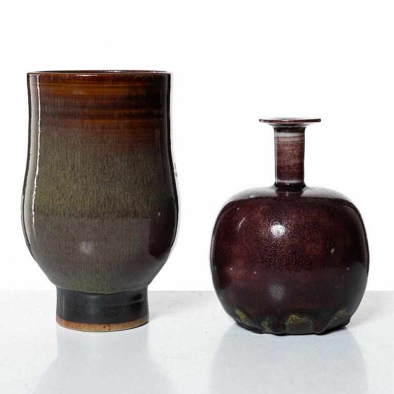 Carl-Harry Stålhane, two stoneware vases and a bowl, Designhuset, Lidköping.