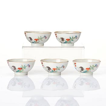 A set of five 'rooster' cups, early 20th Century, Daoguang seal mark in red.