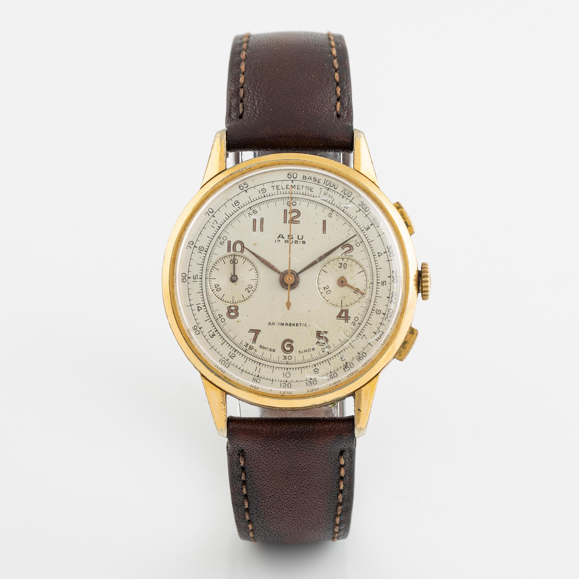 ASU, "Base 1000", "Telemetre", chronograph, wristwatch, 37 mm.
