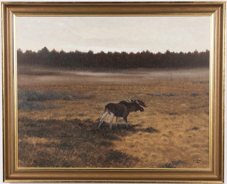 Lennart Sand, Early morning with moose on the bog.