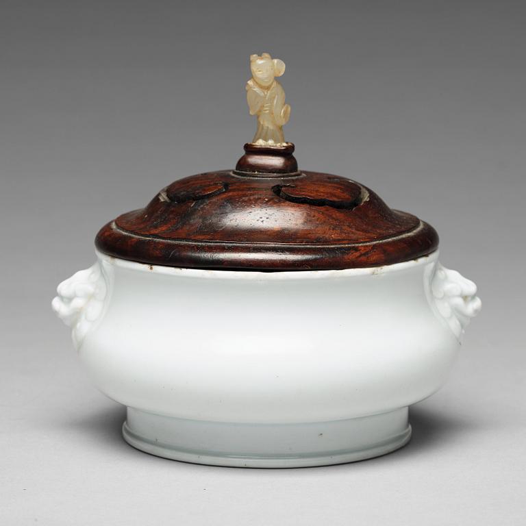 A blanc de chine censer, probably late Ming dynasty.