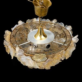 A glass ceiling light, probably Seguso, Murano, Italy.