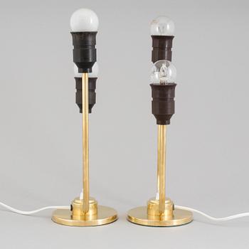 A pair of brass table lights, 1940's.
