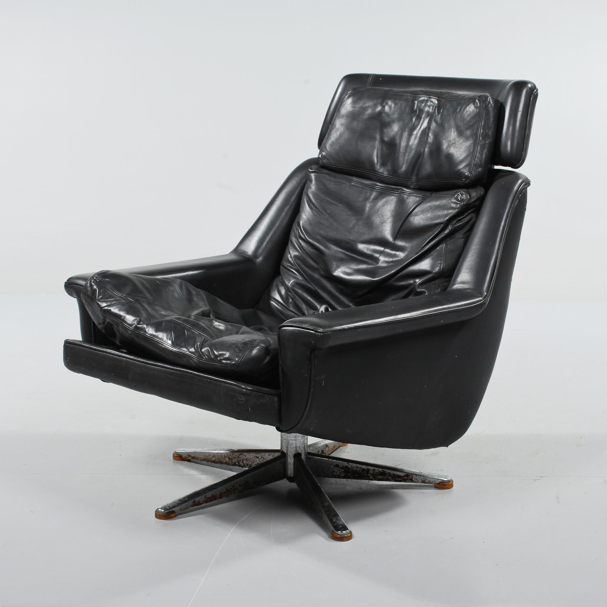 SNURRFÅTÖLJ, "Model 802", Werner Langenfeld, ESA Møbelværk, Danmark, 1900-talets andra hälft.