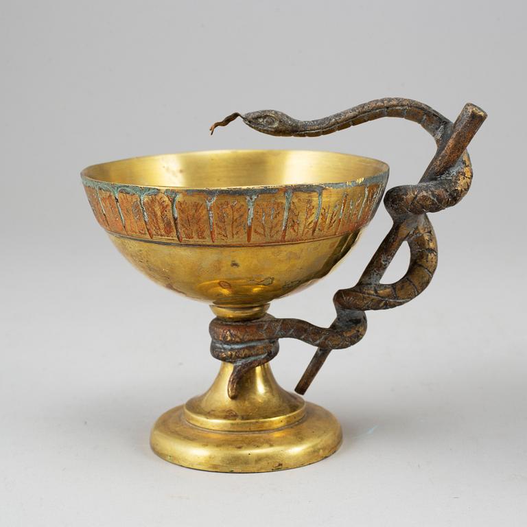 Two bronze and brass apothecary bowls, one Trelleborgs, 20th century.