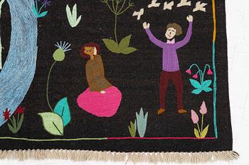 A hand-embroidered Kelim carpet, c. 198 x 153 cm.