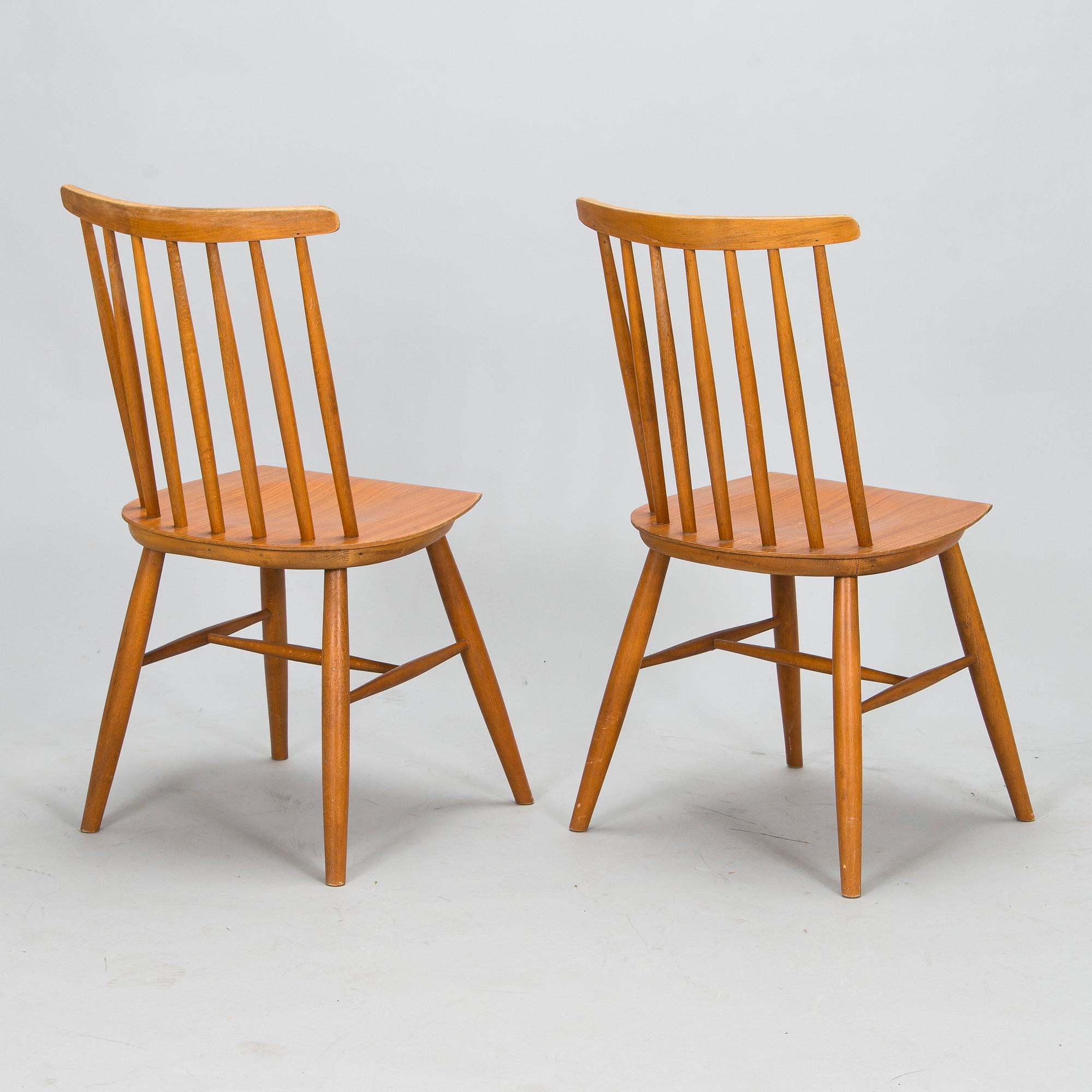 A set of six mid 20th century chairs.