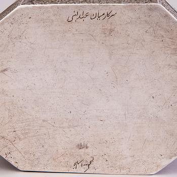 A Persian silver box, 20th Century.