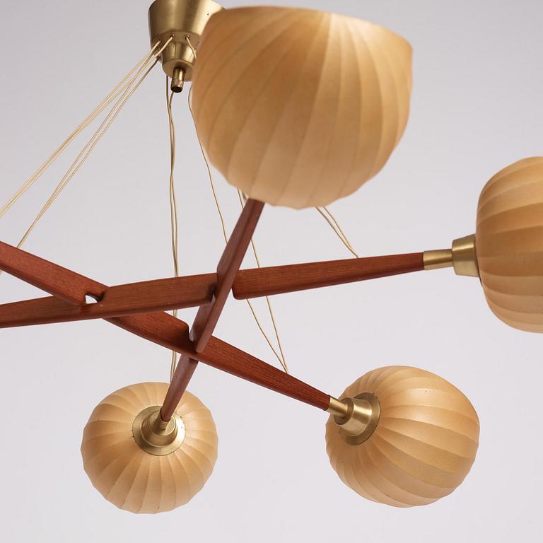 Hans Bergström, a teak ceiling lamp, ateljé Lyktan, Åhus, 1950s.