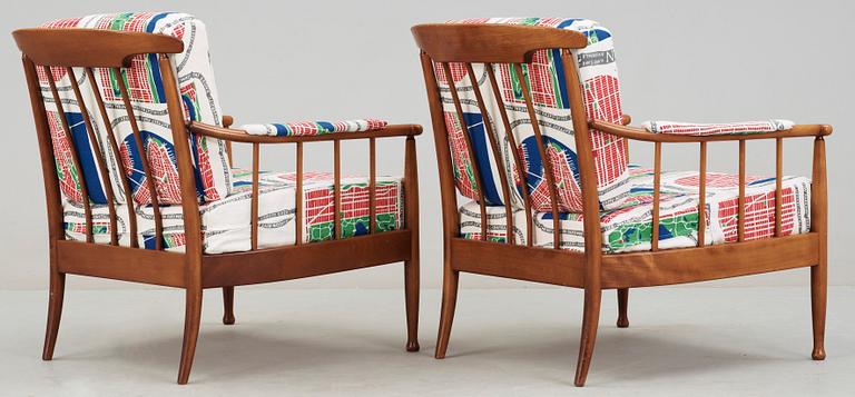 FÅTÖLJER, ett par, "Skrindan", Kerstin Hörlin-Holmquist, OPE Möbler, 1900-talets andra hälft.