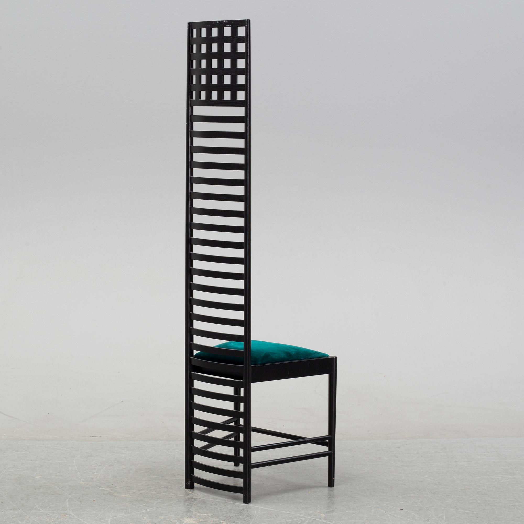 A 'Hill house 1' chair by Charles Rennie Mackintosh, for Cassina, designed 1902.
