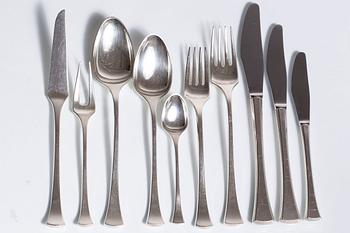 BESTICKUPPSÄTTNING, sterlingsilver, 52 delar, "Kristine formgiven av Hans Hansen, Danmark, 1967. Total vikt ca 2,1 kg.