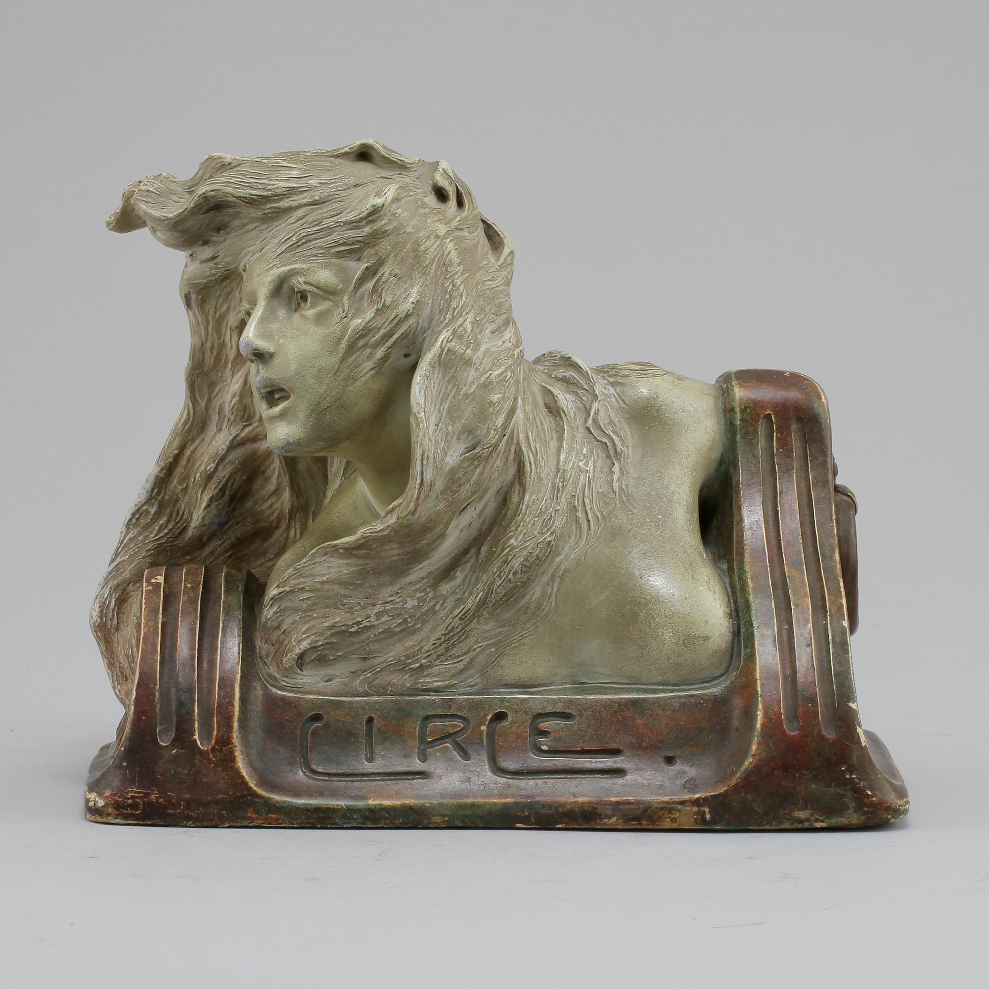 SKULPTUR, patinerad keramik, Paul Ludwig Kowalczewski, Fritz Kochendörfer, omkring 1900.