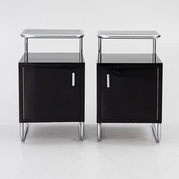Bedside tables, a pair, Functionalist, 1930s.