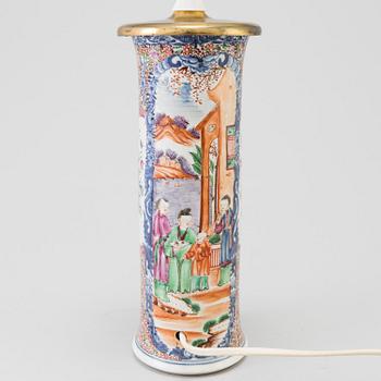 A 18th century Chines porcelain Qianlong vase later made in to a table light.