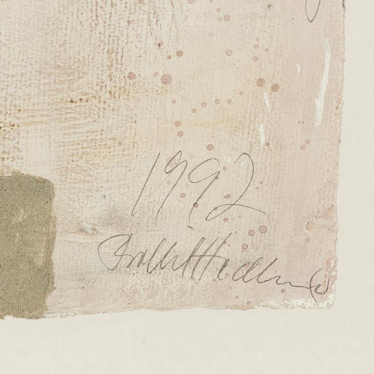 Bodil Hedlund, collage, signed and dated 1992.