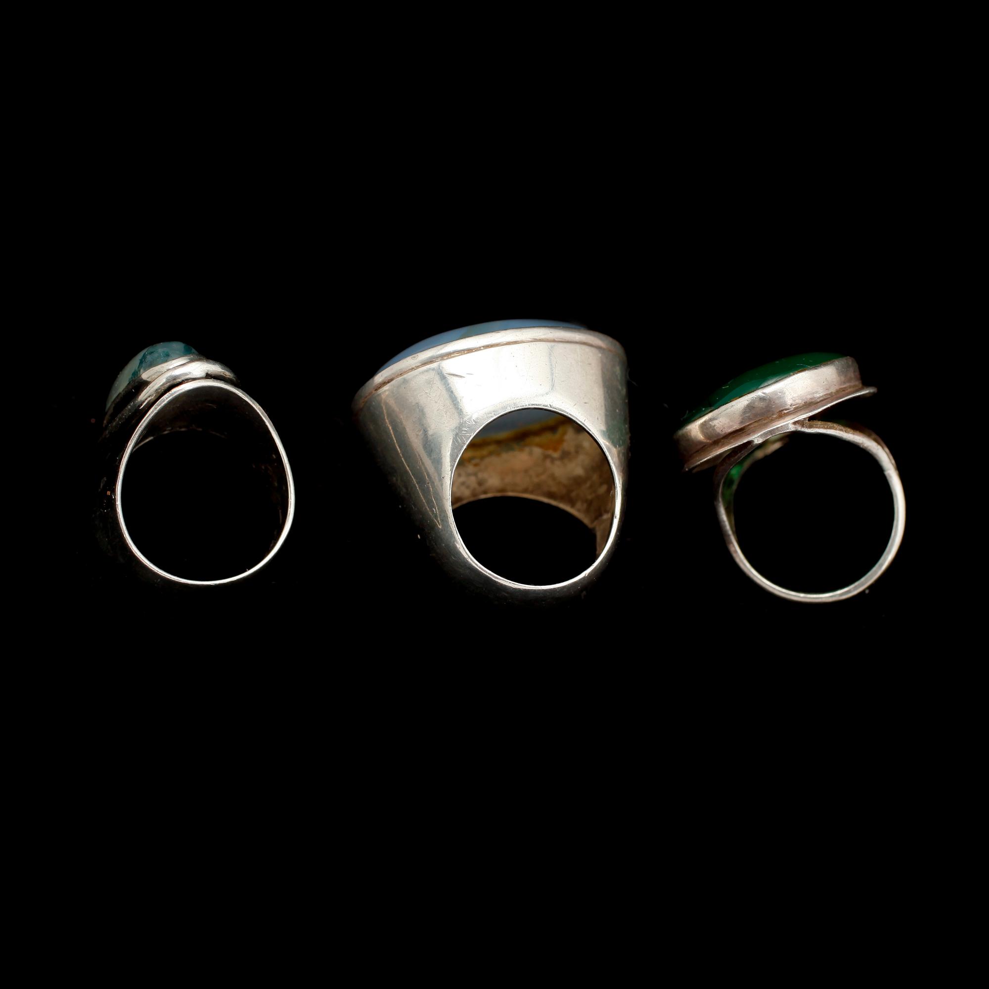 RINGAR, 3 st, silver, bla Alton.