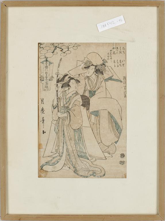 KITAGAWA TSUKIMARO, träsnitt, Japan, 1800-talets första hälft.