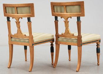 A pair of late Gustavian circa 1800 chairs.