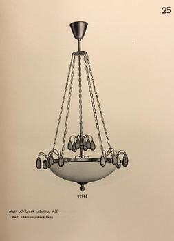 Bertil Brisborg, a ceiling lamp model 32072, Nordiska Kompaniet, 1940s.