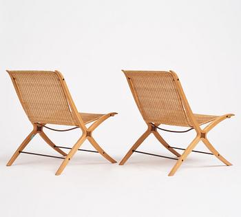 Peter Hvidt & Orla Mølgaard Nielsen, a pair of "X-chair" easy chairs, model "6103", Fritz Hansen, Denmark 1968.