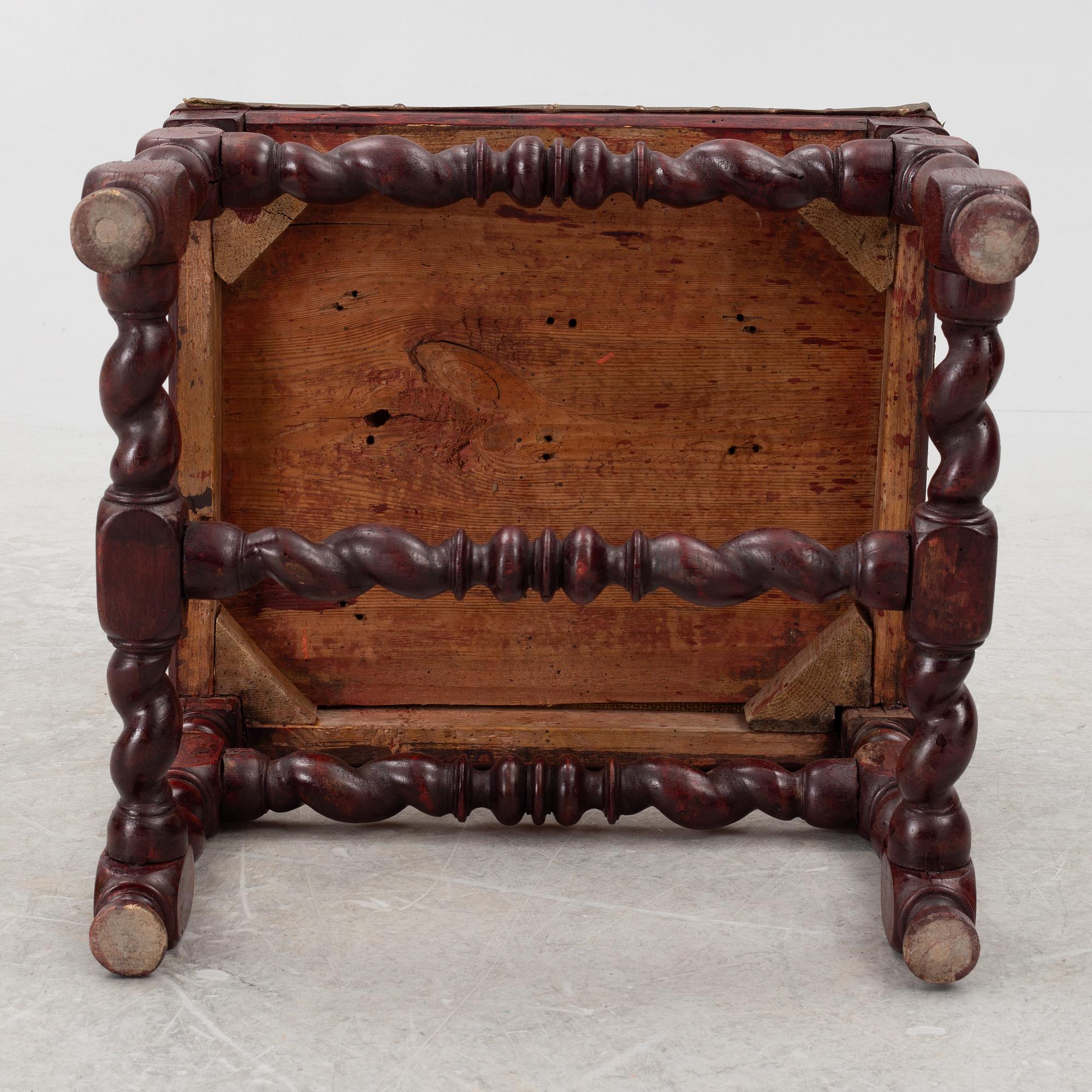 A late-Baroque stool, Sweden, first half of the 18th century.