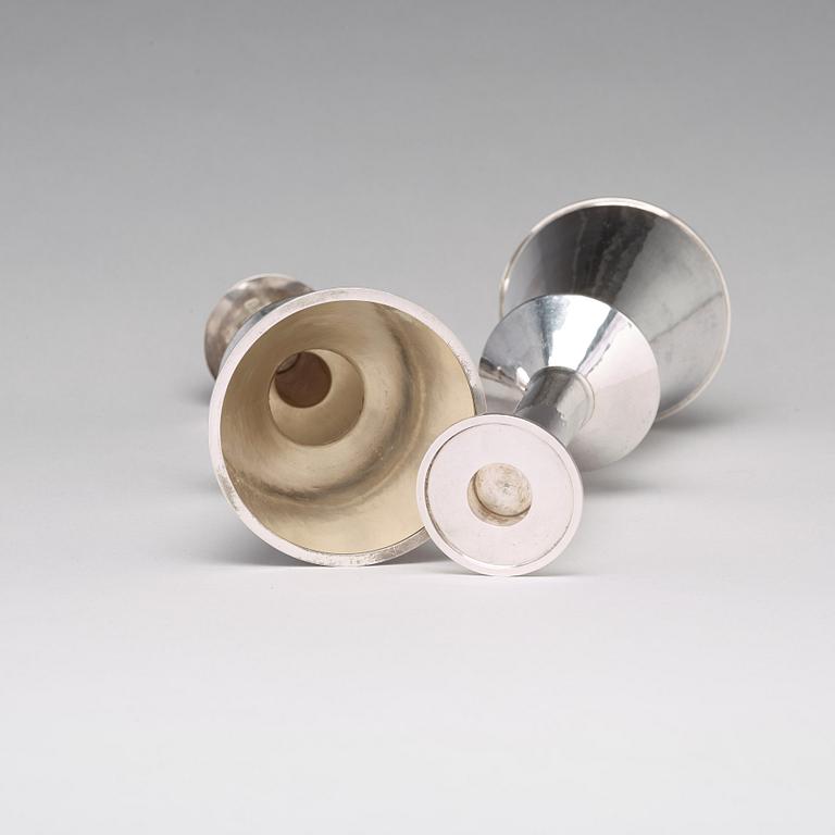 Sigurd Persson, a pair of sterling silver candlesticks, executed by the silversmith Johann Wist, Stockholm 1970.