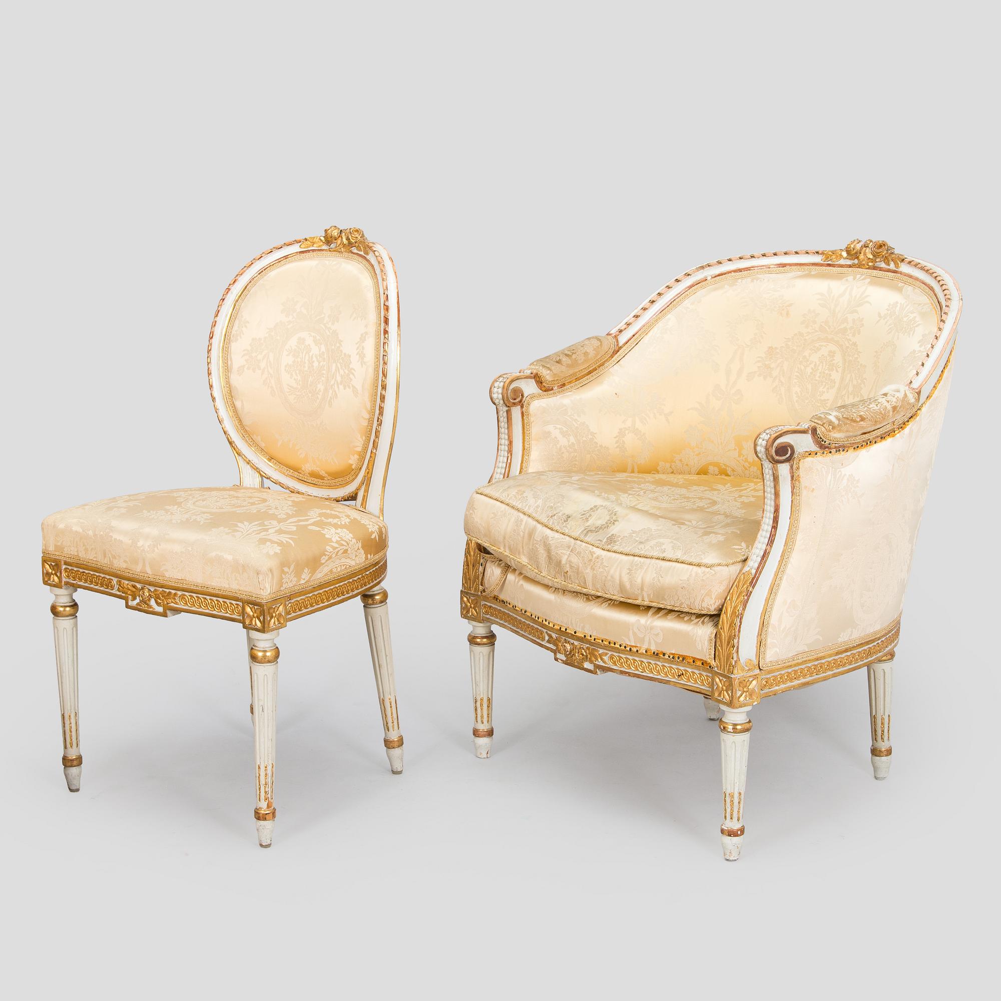 An 8-piece Gustavian style furniture set, late 19th century.