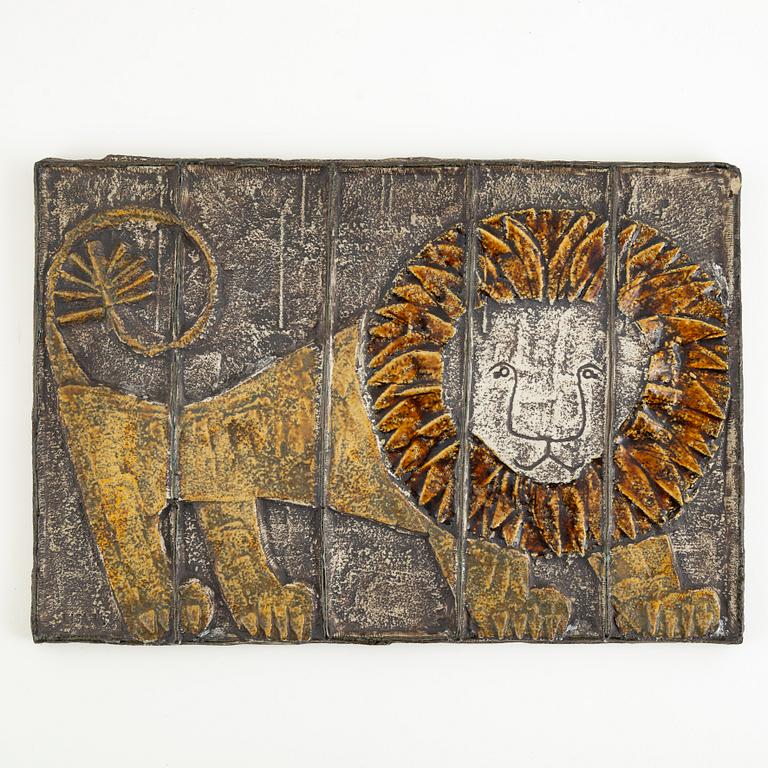 Lisa Larson, a stoneware wall relief, "Lion in a cage", Gustavsberg, Sweden 1963.