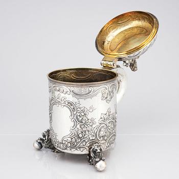 A Swedish 20th century parcel-gilt tankard, CG Hallberg, Stockholm 1916.